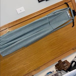 Sleeveless green striped crop jumpsuit